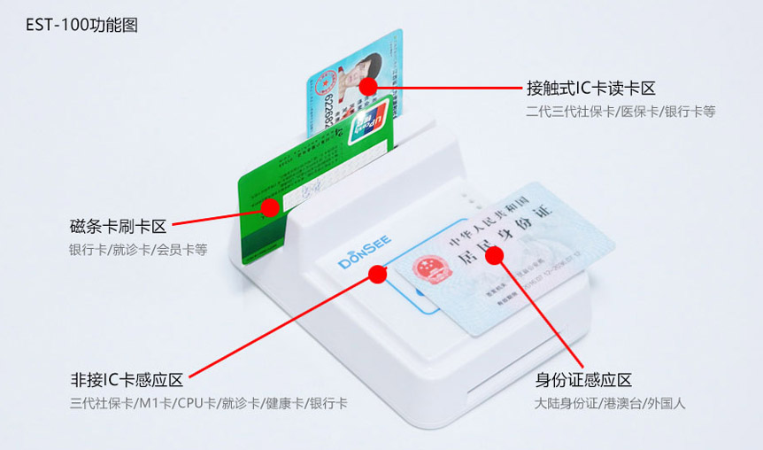 东信EST-100多功能身份证社保卡读卡器
