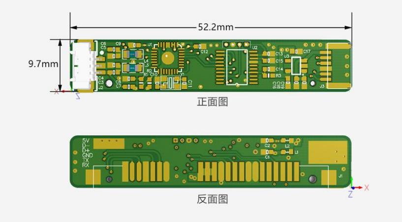 广东东信智能科技有限公司EST-100M 第三代身份证读卡器小模组尺寸图